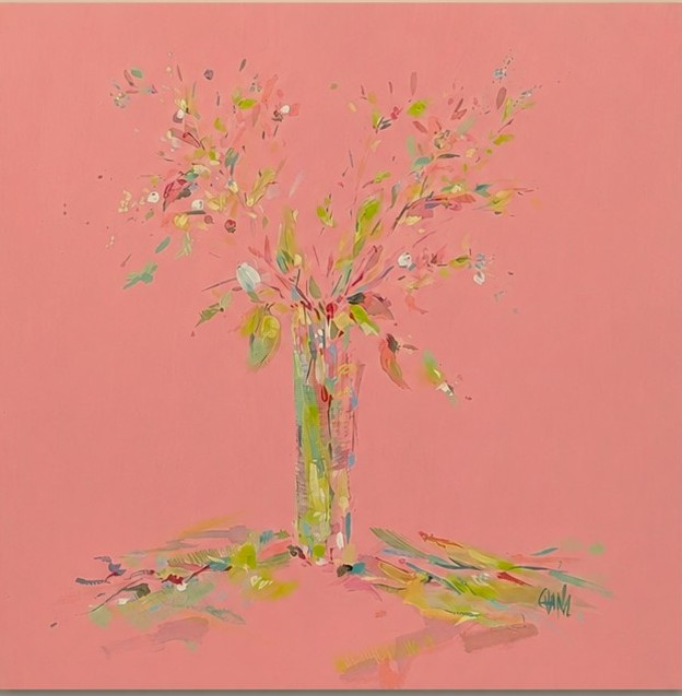 Flowers on pink colo